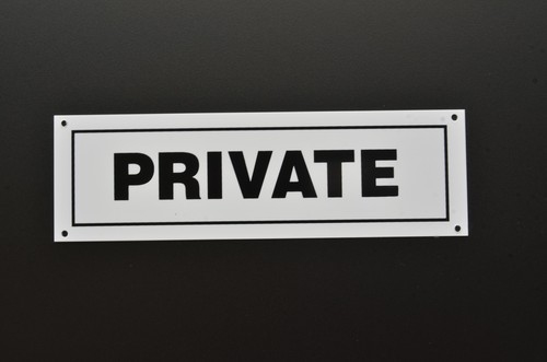 Private plastic door sign - plastic,