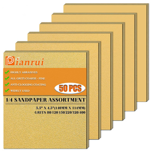 Pcs sandpaper sheets - 1/4,