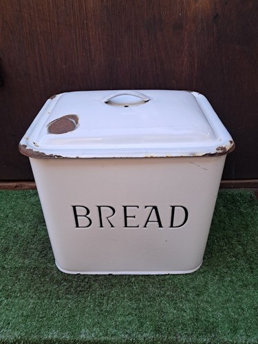 Vintage enamel bread bin - vintage,