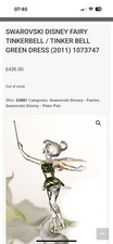 WALT DISNEY BOXED SWAROVSKI CRYSTAL TINKERBELL FAIRY GREEN DRESS 1073747