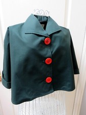 Tara Starlet Cape Jacket Size M/L Forest Green 40s Style Vintage Retro  