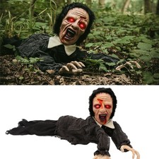 CRAWLING ZOMBIE MAN ANIMATED HALLOWEEN PROP SOUND ACTIVATED LIGHT UP SCARY DECOR