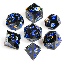 PREMIUM 7 DIE POLYHEDRAL GAME DICE SET Pouch Bag Poly Colours D20 RPG D&D DND 