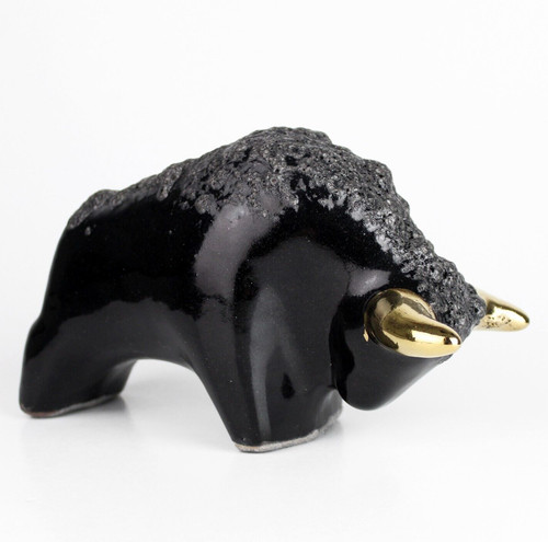Vintage ceramic bull buffalo - ceramic,