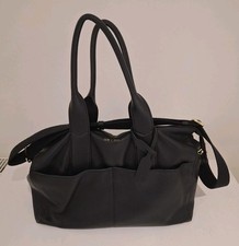JEM + BEA Jemima Black Real Leather Baby Changing Bag