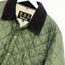 Barbour Liddesdale Quilted Jacket Mens XL Green Brown Corduroy Collar