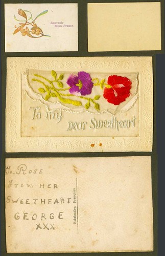 Ww1 silk embroidered old - silk,