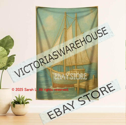 Nautical tapestry coastal - , boat
