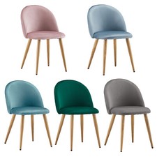 Dining Chairs Velvet Kitchen Backrest Wooden Sturdy Metal Legs Living Room