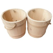WOODEN BUCKETS, SET OF 2, IN