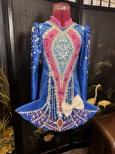 Irish Dance Solo Dress | Blue/ pink  | Age 10-12 | Crystal Covered | Feis Ready