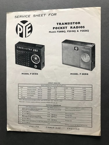 Pye transistor pocket radio - pocket,