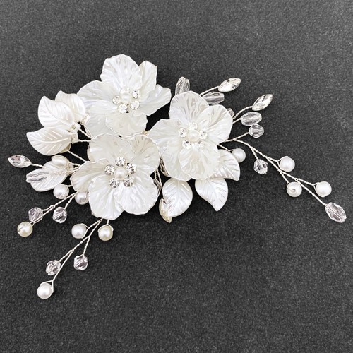Ivory flower hair clips bridal - ivory,