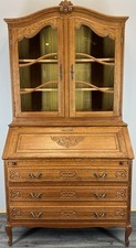 Secretaire Bookcase Vintage French Louis XIV Style Oak Bureaux Cabinet LOT 4512