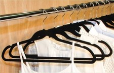 Flocked Velvety Clothes Hangers. Huggable Grip Non Slip Space Saving. Black