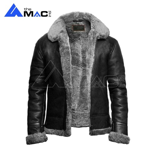 Men sheepskin black leather - men's,