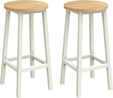 Set Of 2 Bar Stools Breakfast Kitchen Large Seat With Footrest Easy Assembly NEW