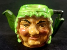 Vintage Miniature Teapot "Artone England" Old Woman Handpainted No Lid