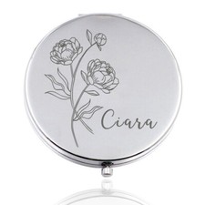 Personalised Floral Compact Mirror Custom Pocket Mirror Birthday Christmas Gift