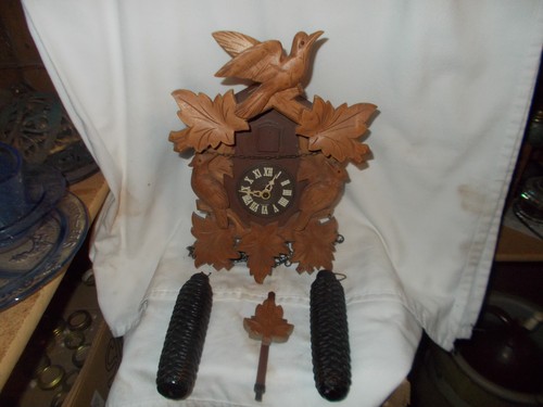 Antique cuckoo clock wood wall - antique,