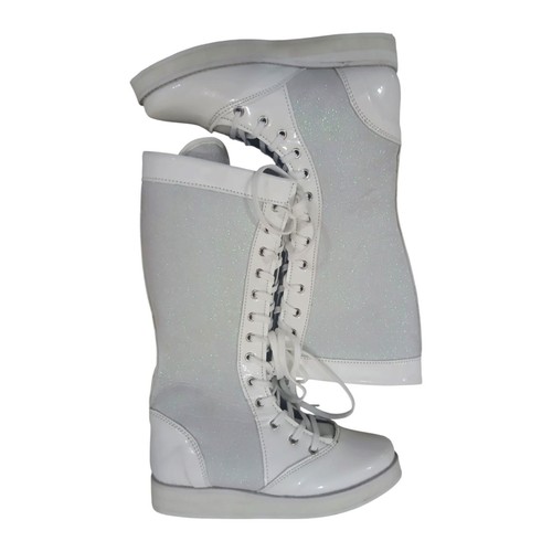 Pro wrestling boots white - wrestling, boots,