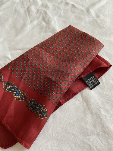 Men red silk pocket scarf - red,