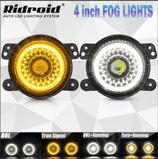 For Jeep Wrangler JK TJ LJ Pair 4" Inch Round LED Fog Lights Halo Driving Lamps