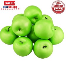 12Pcs Green Artificial Apples Fake Fruit Lifelike Apples Table Kitchen Decor USA