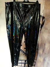 NEW ANN SUMMERS 2XL 22 24 26 BLACK RAINBOW PVC LEGGINGS FETISH CLUB GOTHIC PUNK