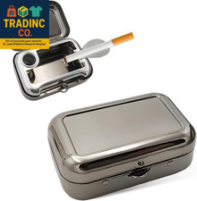 Portable Ashtrays, Stainless Steel Carry-On Mini Ashtray with Windproof Lid, Por