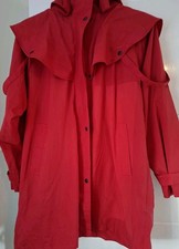 Jack Murphy Raincoat Women's Size 14 Red Hooded Waterproof Outdoor Snap Front GC