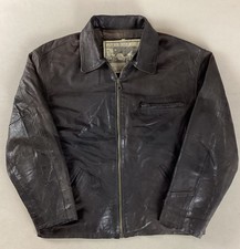 Vintage Leather Highwayman Jacket Bomber Jacket Brown Made in Italy Size XL