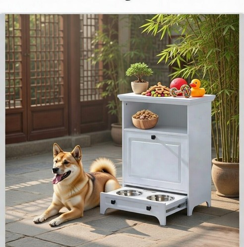 White morden pet feeder - white,