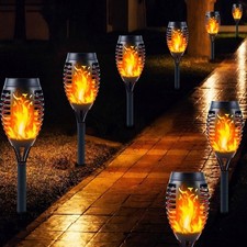 Solar Garden Lights 8 Pack LED Flickering Flame Torch Lights Outdoor Waterproof