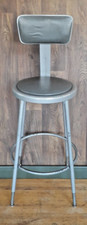 Vintage Krueger Industrial Padded Factory Stool adjustable & removable Back USA