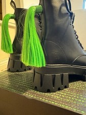 OF KOI VEGAN LEATHER VITA THE INK OF FEAR HAIR BOOTS IN BLACK/GREEN