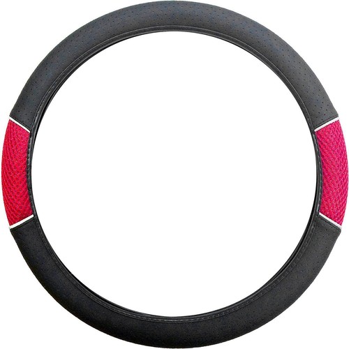 Red black steering wheel cover - red,