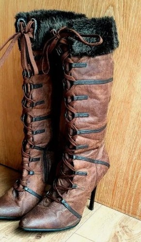 Ladies high heel brown fancy - ladies,