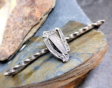 Irish Silver HARP BROOCH with Marcasite Stones Art Deco - 3g