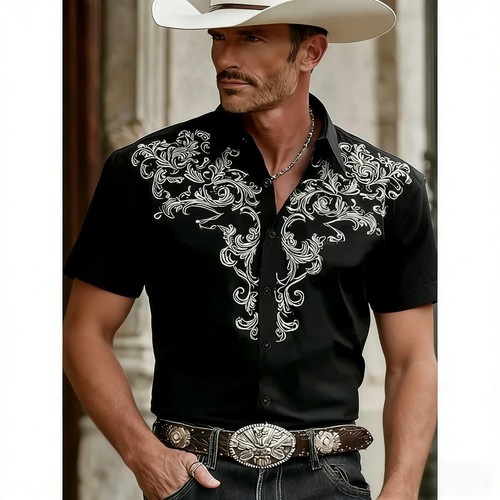 Men western cowboy print - men's,