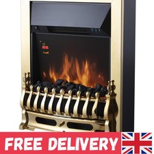 Whitby 2kW LED Electric Fire Inset - Remote Control, Brass Design, Chrome Finish