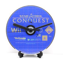 Star Trek Conquest Wii Game CD Disc Clock Video Game Upcycled Gift Gamer Gaming