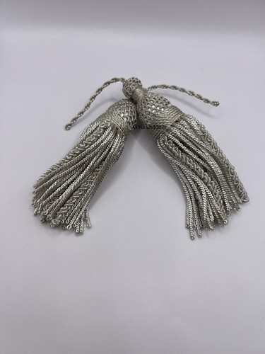 Silver bullion tassels pairs - silver,