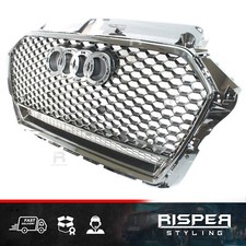 FOR AUDI A3 / S3 8V 2012-2017 RS3 STYLE HONEYCOMB GRILL RISPER IN GLOSS BLACK