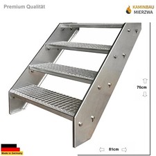 Premium Steel Stair 4 Steps 600-1400 mm Galvanised Terrace Outdoor Railing Stair