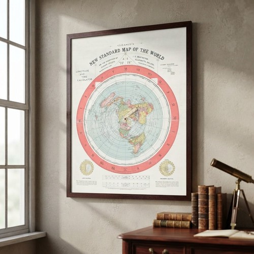 Vintage world map art - print,
