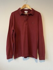 Lacoste Men's Long Sleeve Polo Shirt In Burgundy. Size EU 7, Uk XL.