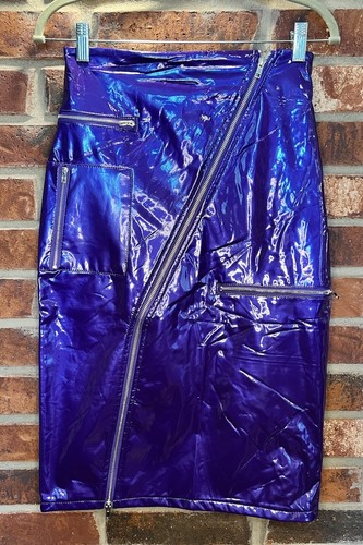 Vinyl purple midi skirt - skirt, s