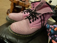 Dr. Martens 1460 Women's Pink Waffle Leather & Canvas 8 Hole Boots size 5 EU38 