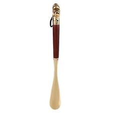 Long Metal Shoe Horn with Schima Wood Handle and Solid Brass Lion Head